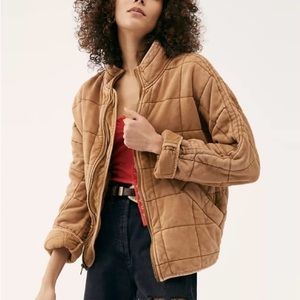 Free People Dolman Quilted Knit Jacket in Tan (XS)